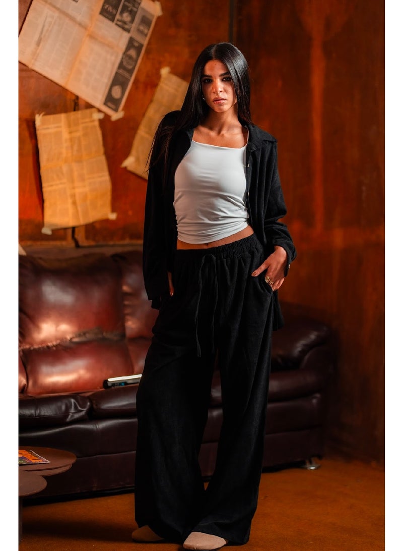 كنزه طقم قطيفة (قميص + بنطلون) - Image 3